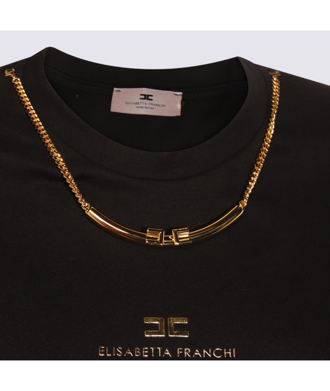 ELISABETTA FRANCHI Черная хлопковая футболка, фото 3