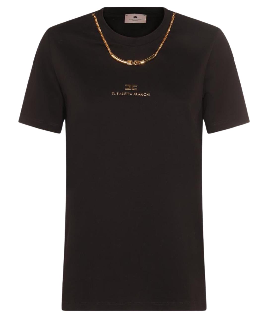 ELISABETTA FRANCHI Черная хлопковая футболка, фото 1