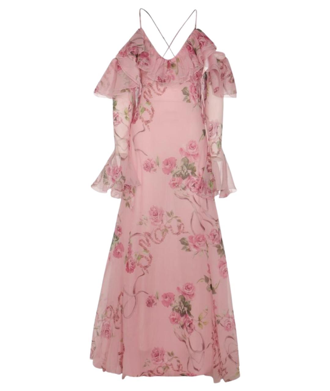 BLUMARINE Розовое шелковое коктейльное платье, фото 1