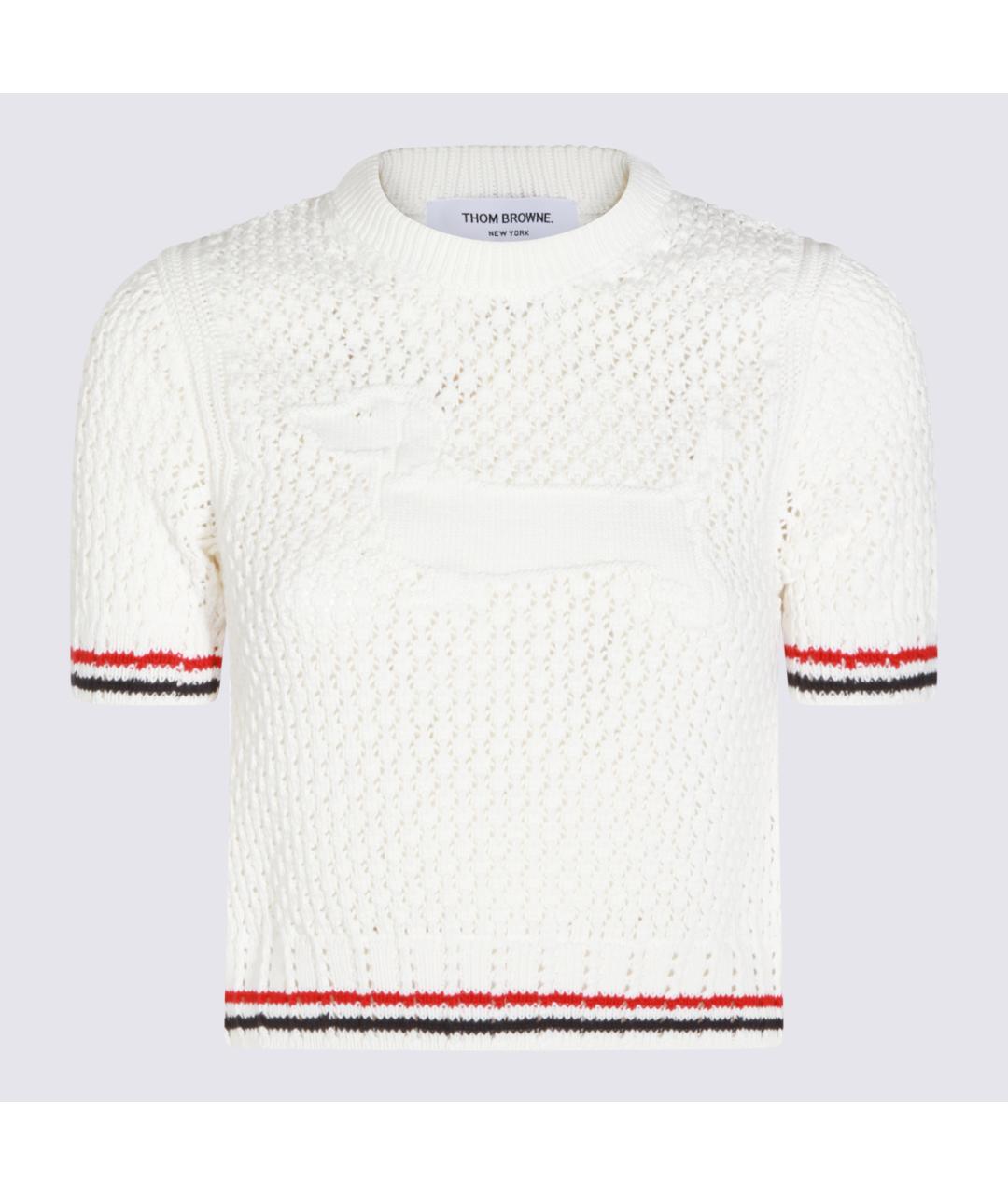 THOM BROWNE Белый хлопковый джемпер / свитер, фото 5