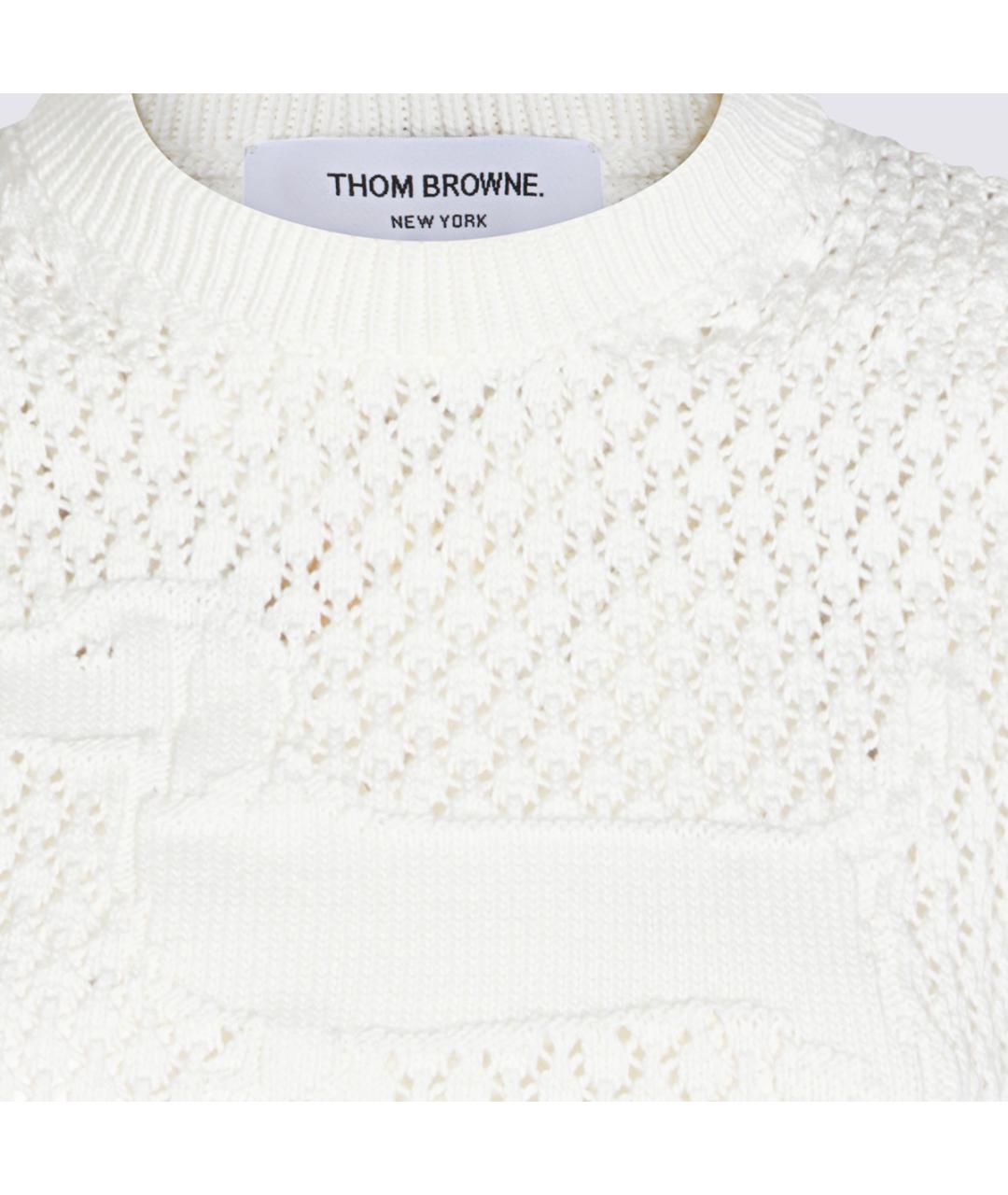 THOM BROWNE Белый хлопковый джемпер / свитер, фото 3