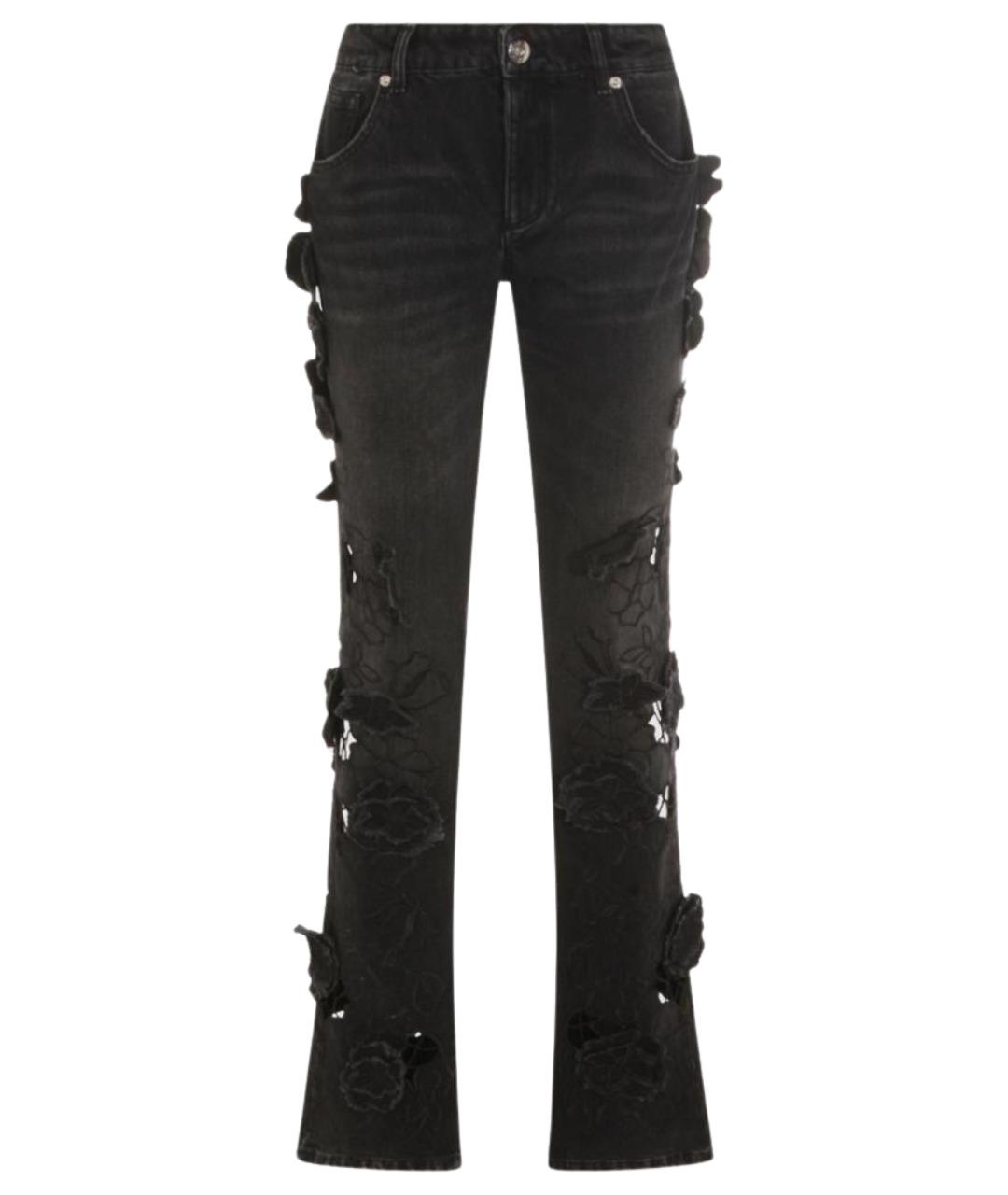 BLUMARINE Черные хлопковые джинсы слим, фото 1