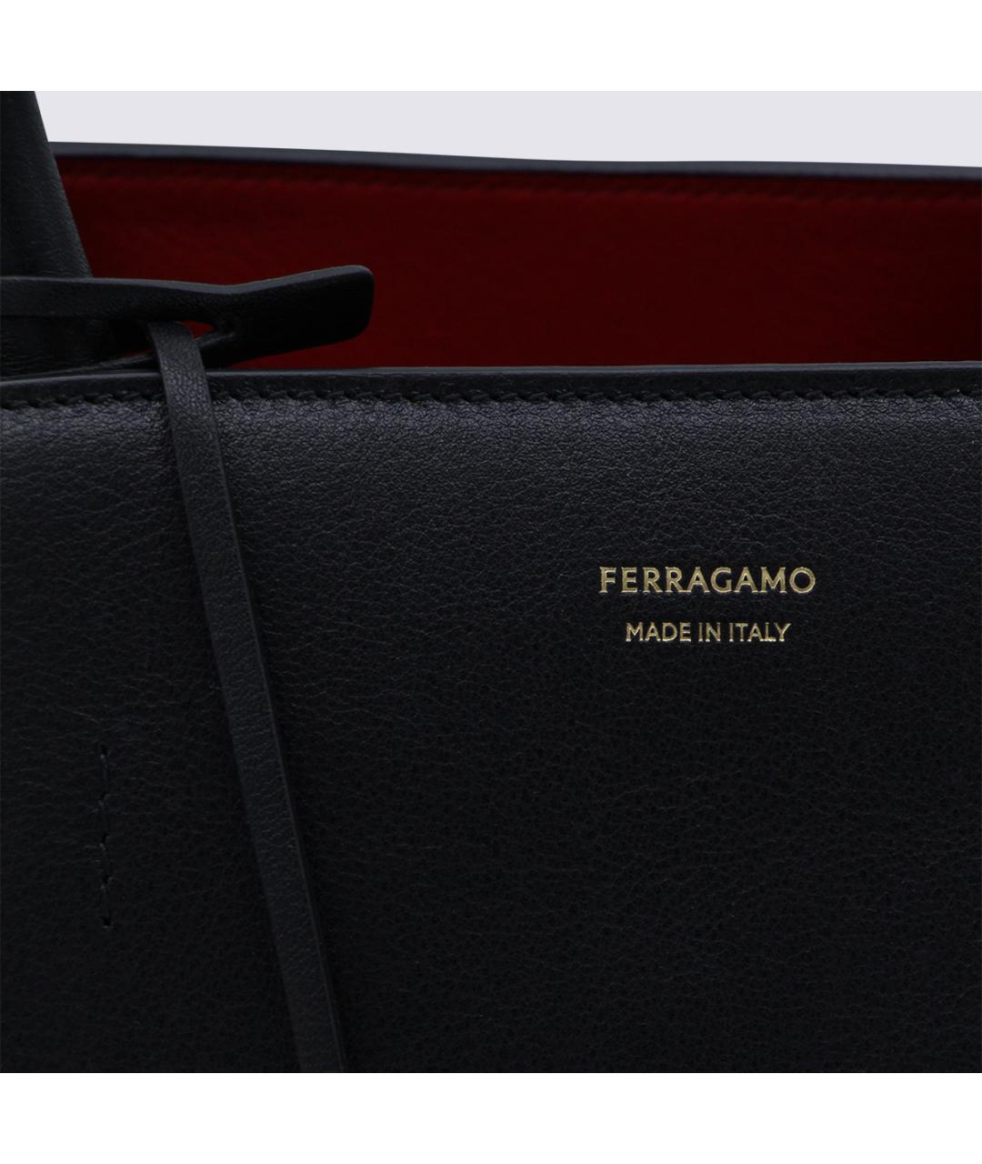 FERRAGAMO Черная кожаная сумка с короткими ручками, фото 4
