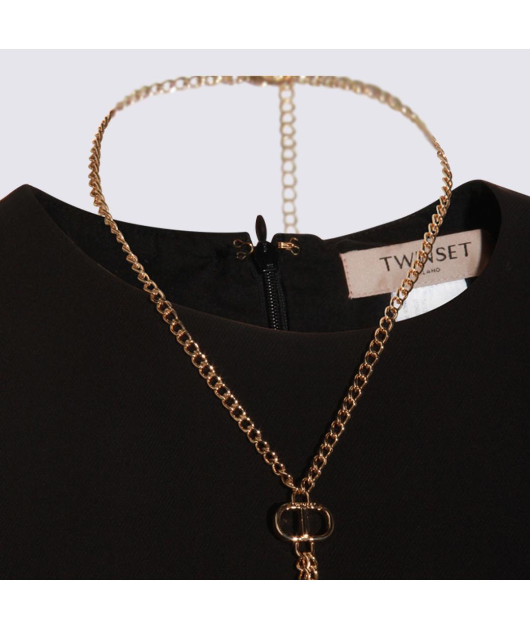 TWIN-SET Черное вечернее платье, фото 3
