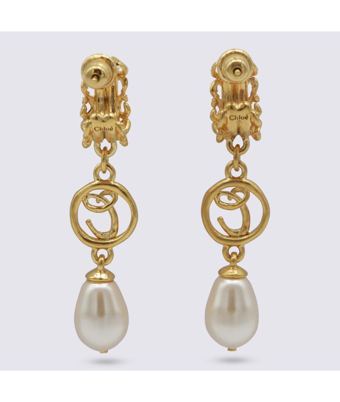 CHLOE Золотые металлические серьги, фото 3