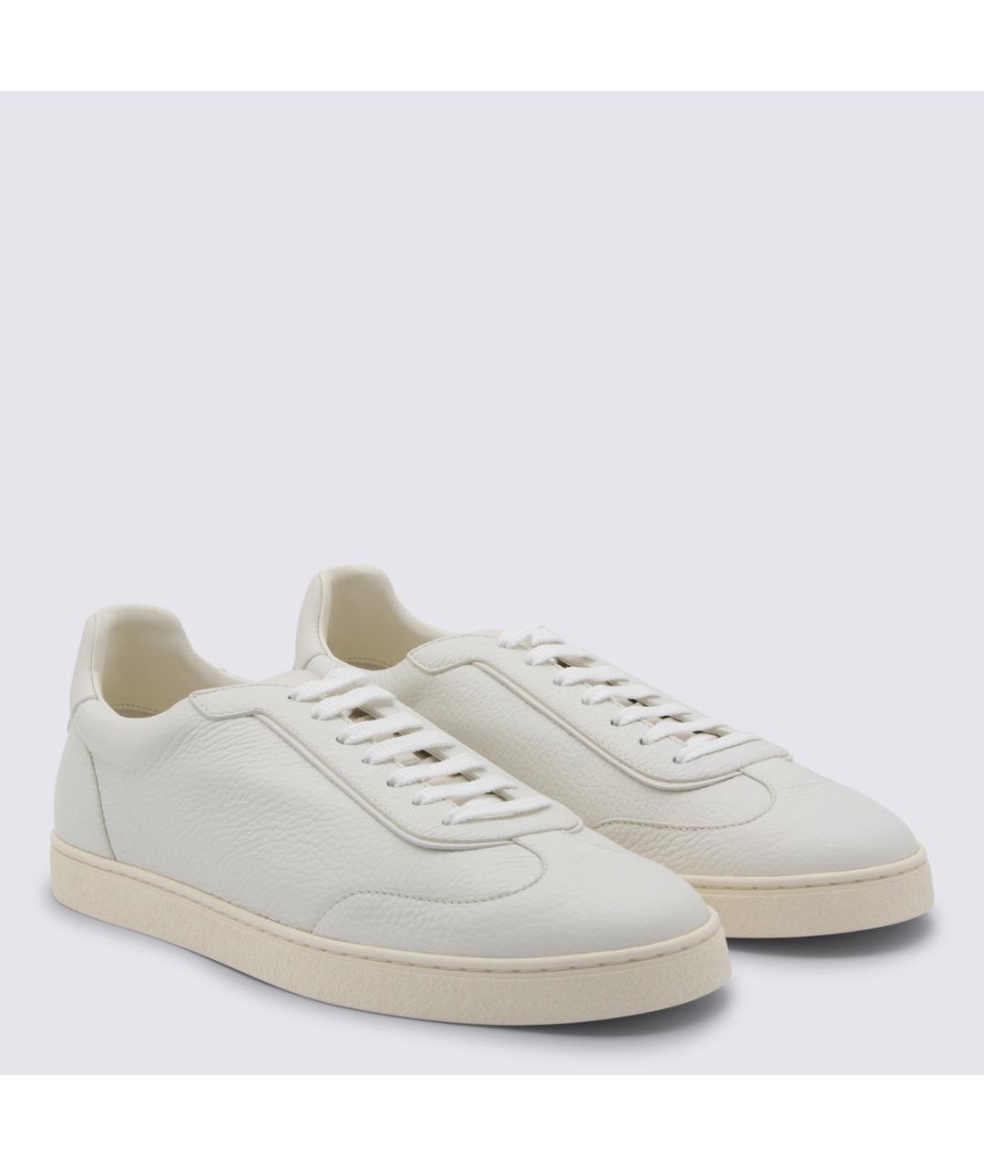 BRUNELLO CUCINELLI Белые кожаные низкие кроссовки / кеды, фото 2