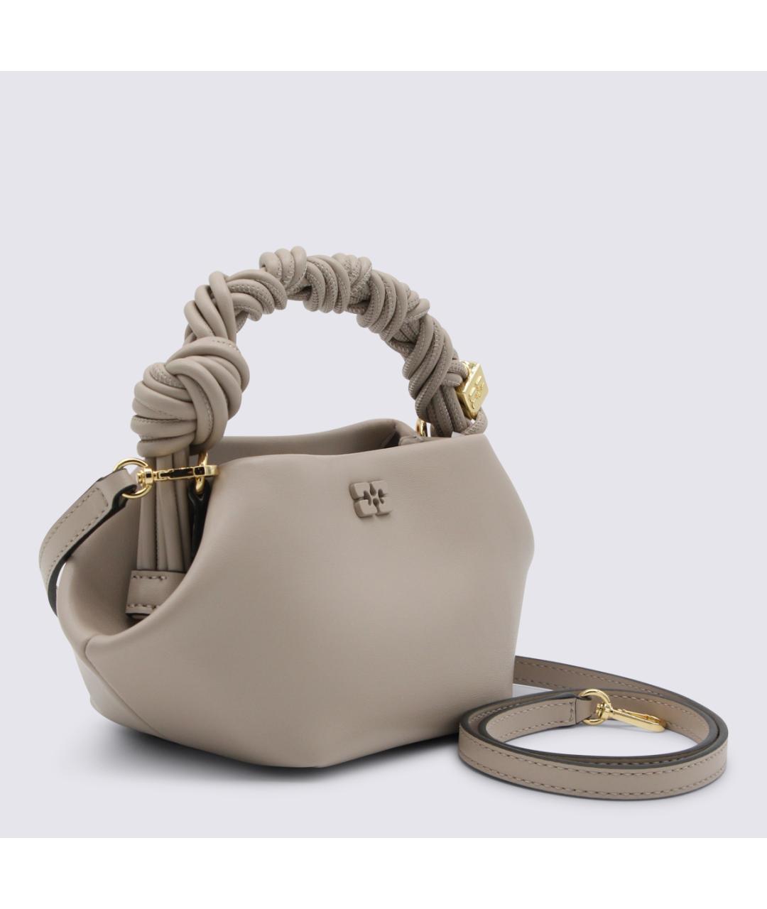 GANNI Серая кожаная сумка с короткими ручками, фото 2