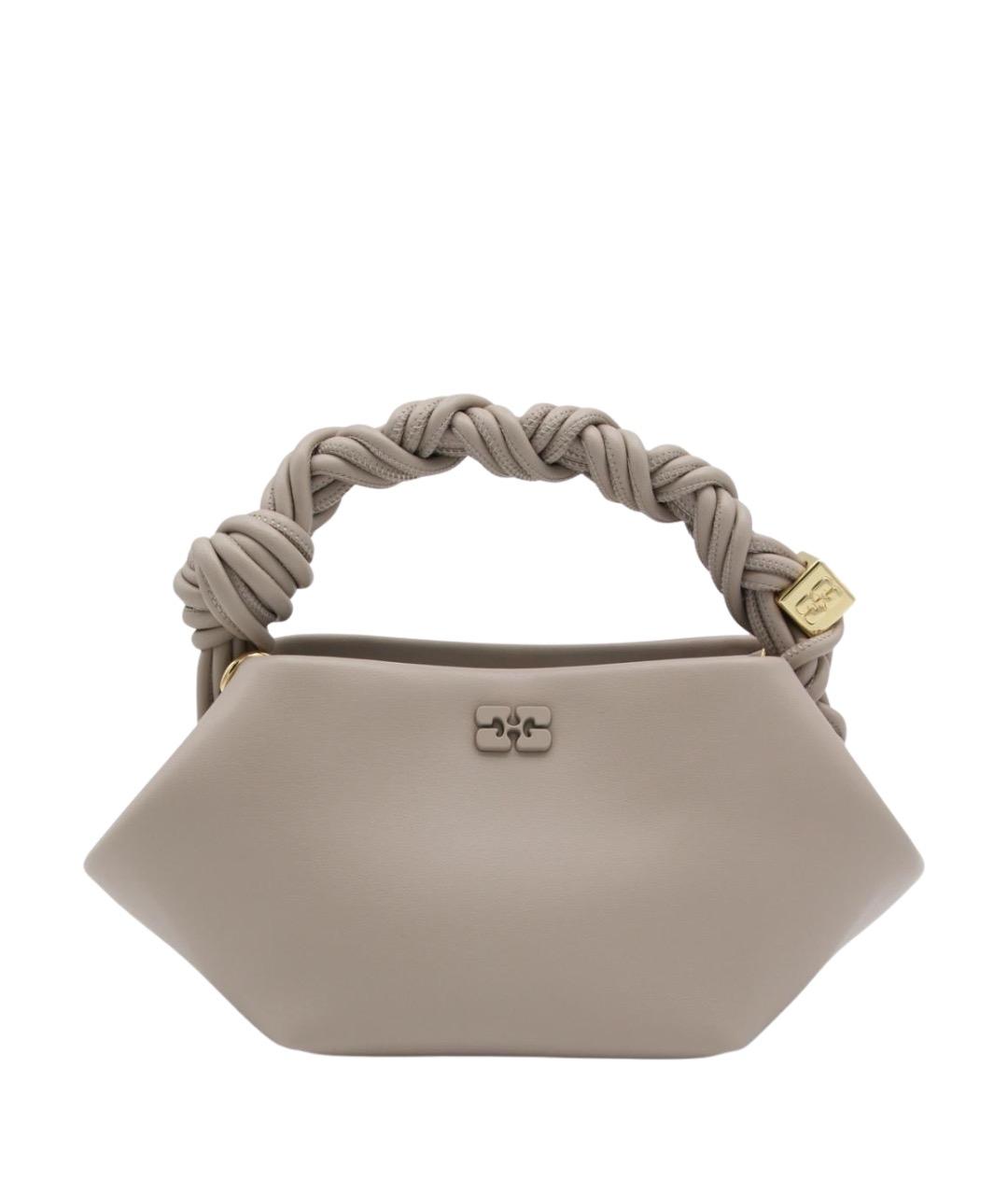 GANNI Серая кожаная сумка с короткими ручками, фото 1