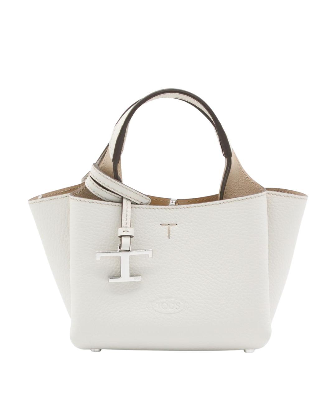 TOD'S Белая кожаная сумка тоут, фото 1
