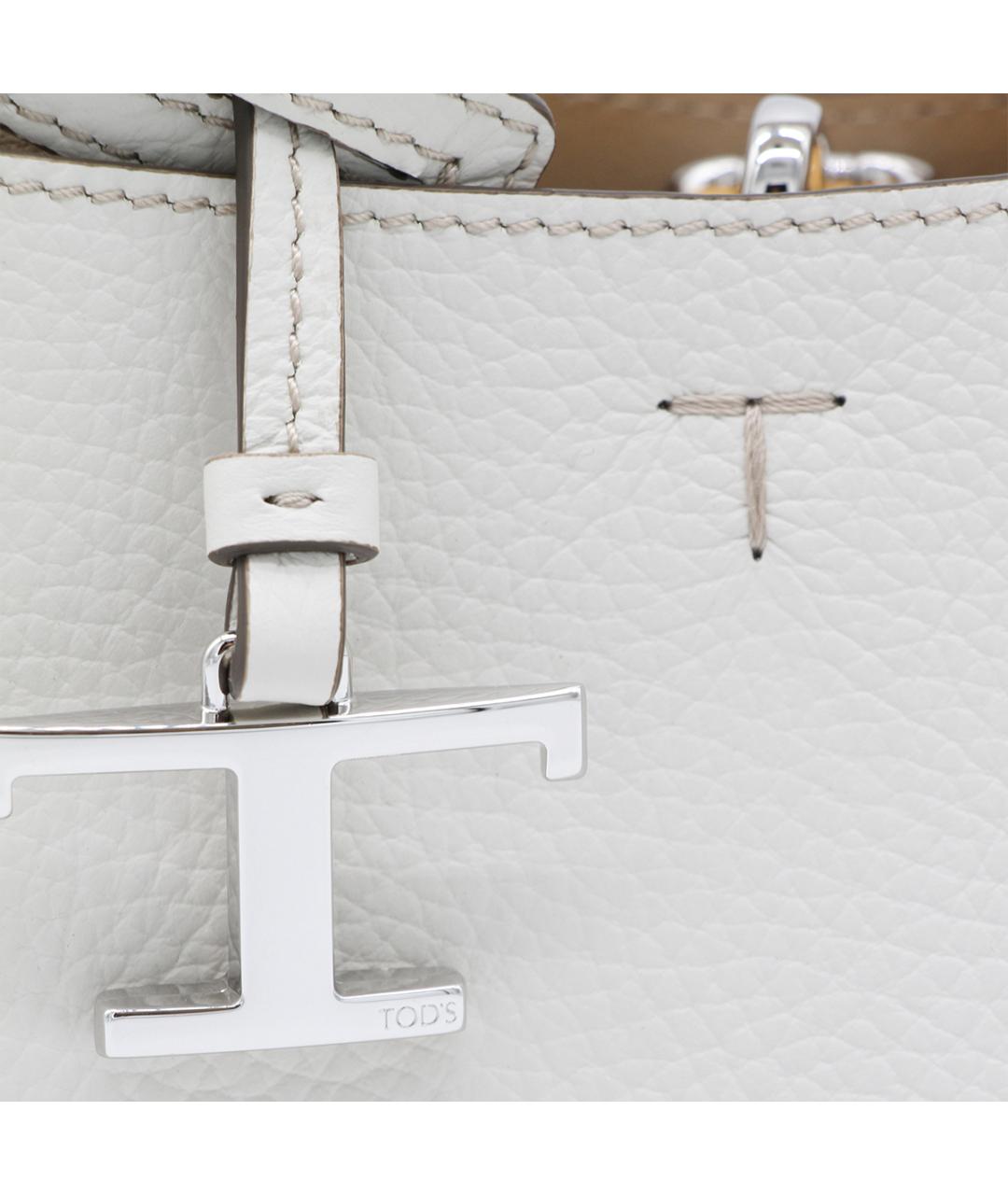 TOD'S Белая кожаная сумка тоут, фото 4