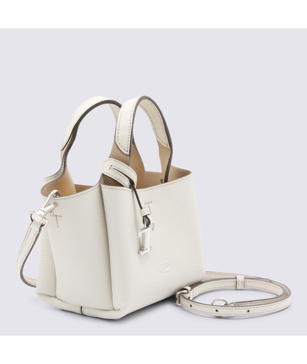 TOD'S Белая кожаная сумка тоут, фото 2