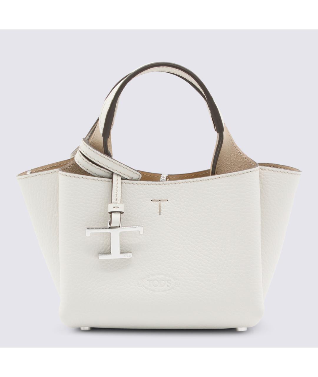 TOD'S Белая кожаная сумка тоут, фото 5