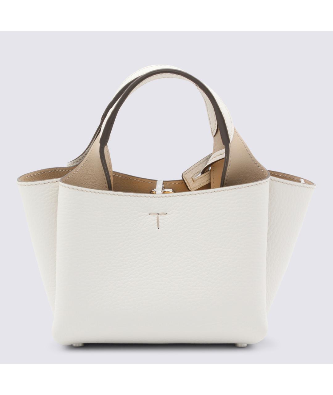 TOD'S Белая кожаная сумка тоут, фото 3