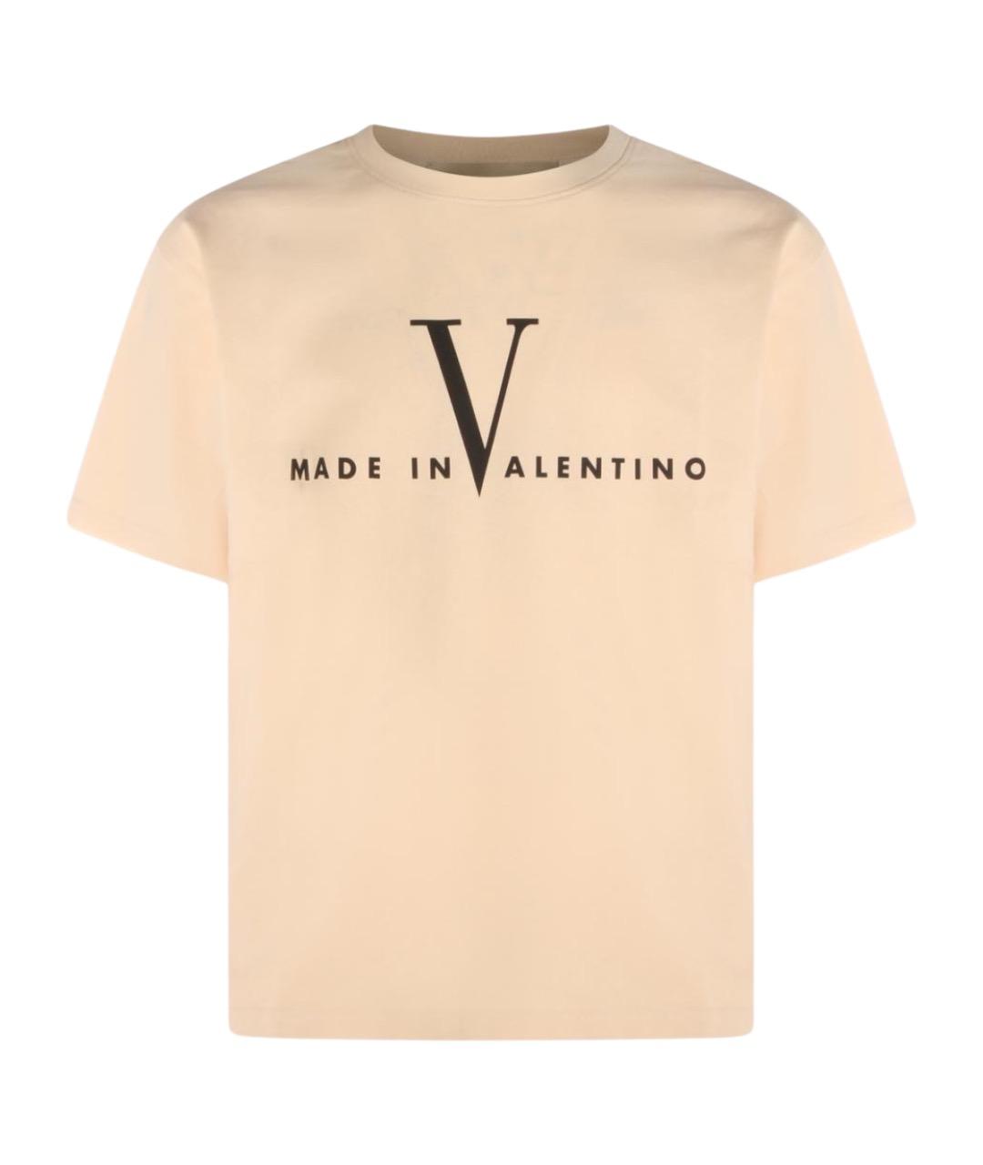 VALENTINO Бежевая хлопковая футболка, фото 1