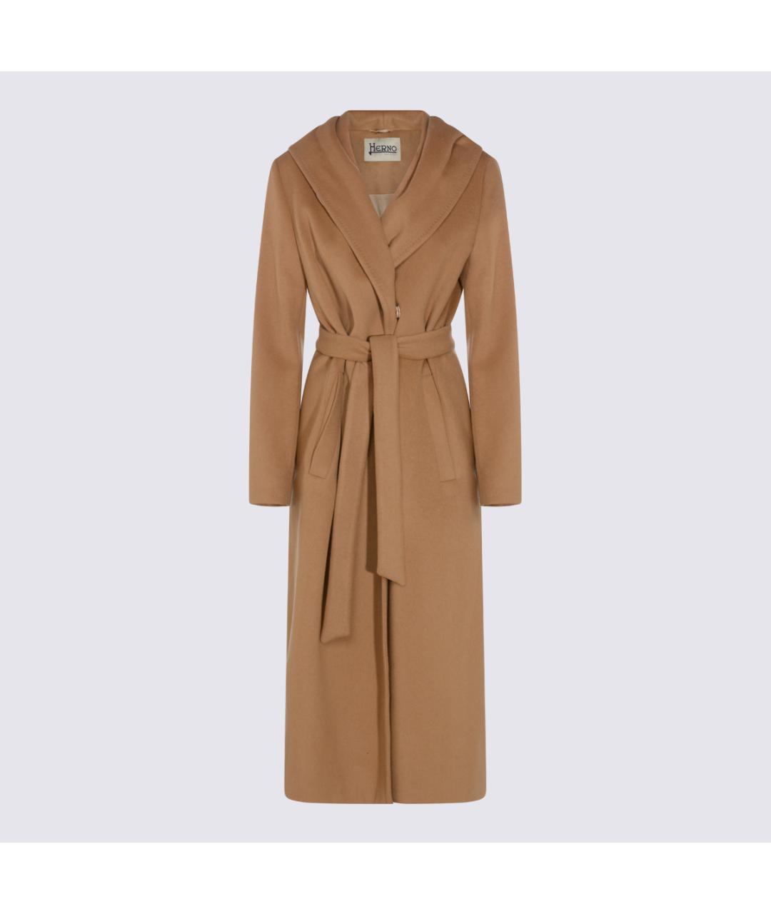 HERNO Бежевое шерстяное пальто, фото 4