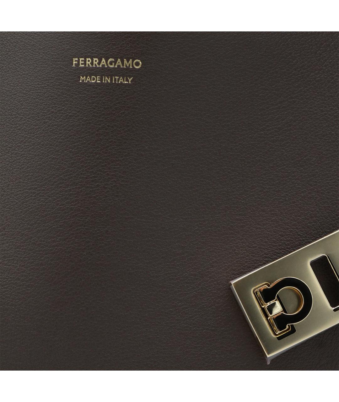 FERRAGAMO Коричневая кожаная сумка тоут, фото 4