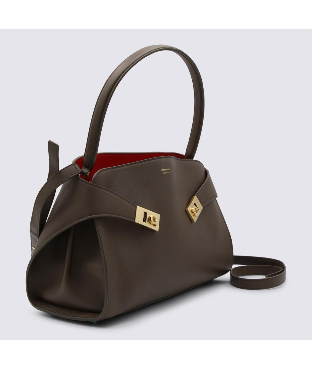 FERRAGAMO Коричневая кожаная сумка тоут, фото 2