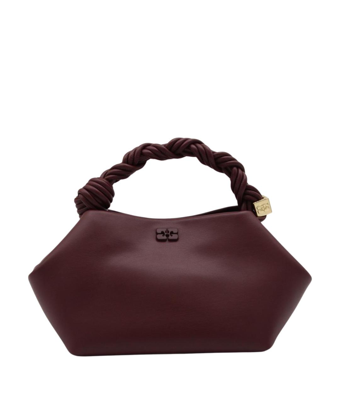 GANNI Бордовая кожаная сумка через плечо, фото 1