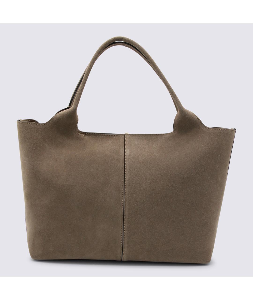 TOD'S Серая замшевая сумка тоут, фото 3