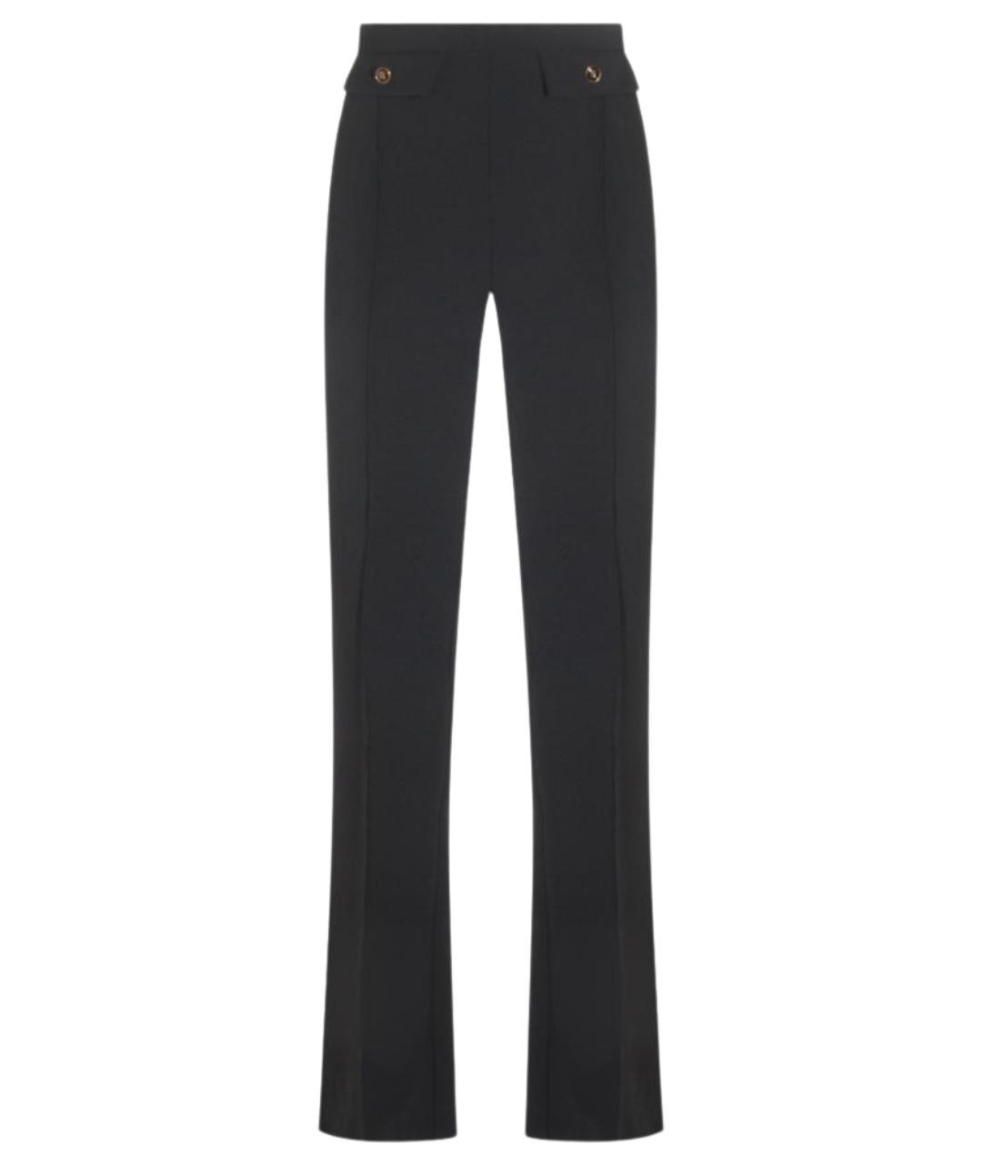 ELISABETTA FRANCHI Черные полиэстеровые прямые брюки, фото 1