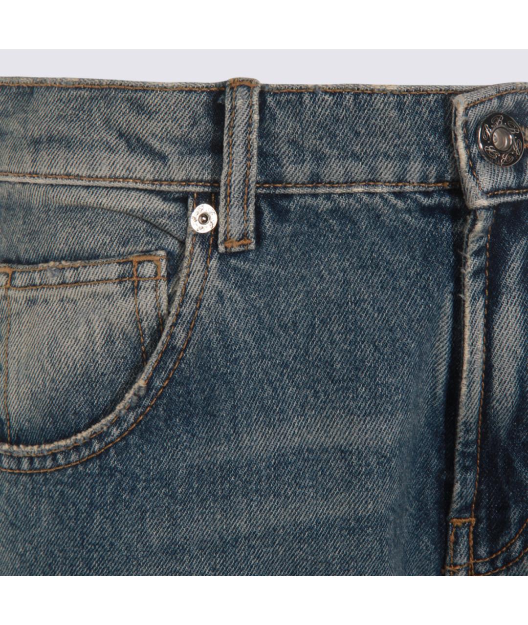 BLUMARINE Синие хлопковые прямые джинсы, фото 3