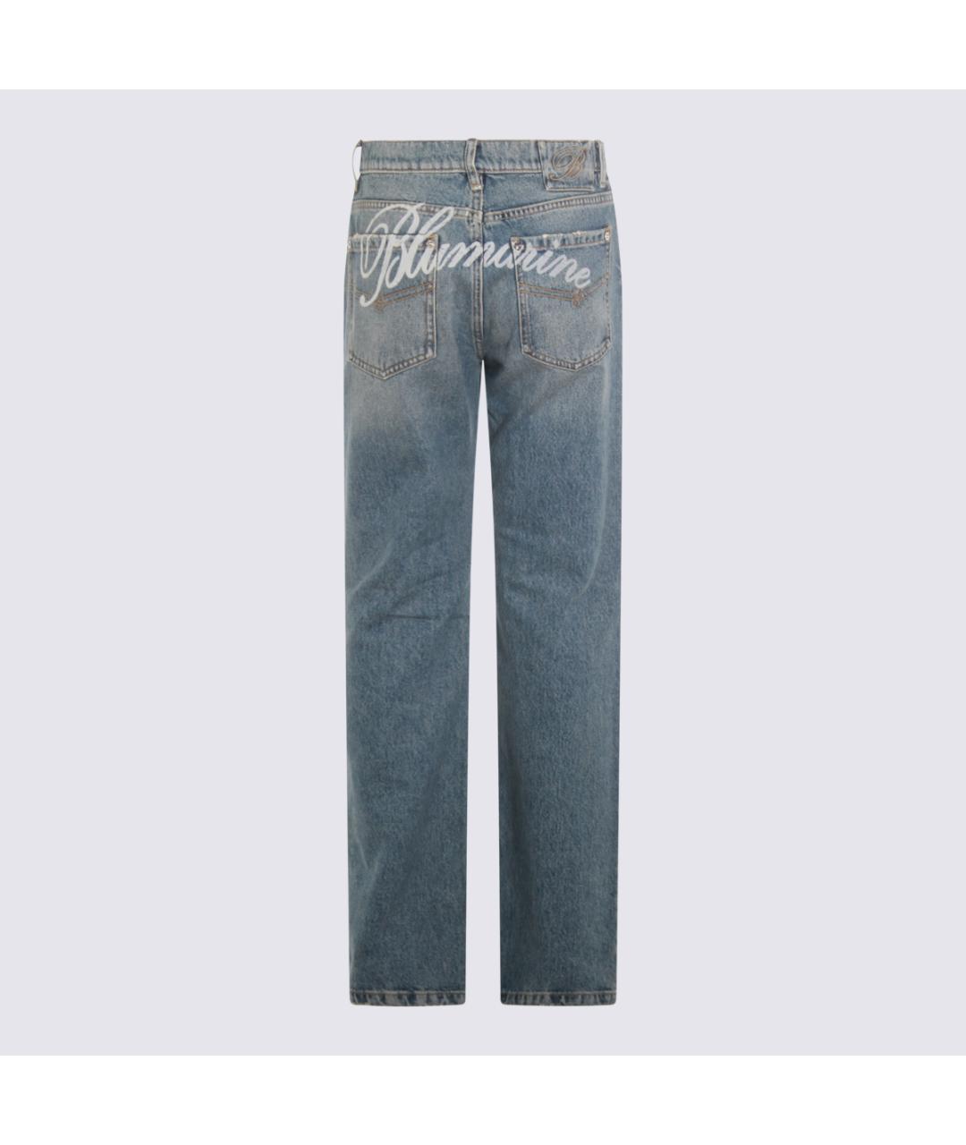 BLUMARINE Синие хлопковые прямые джинсы, фото 2