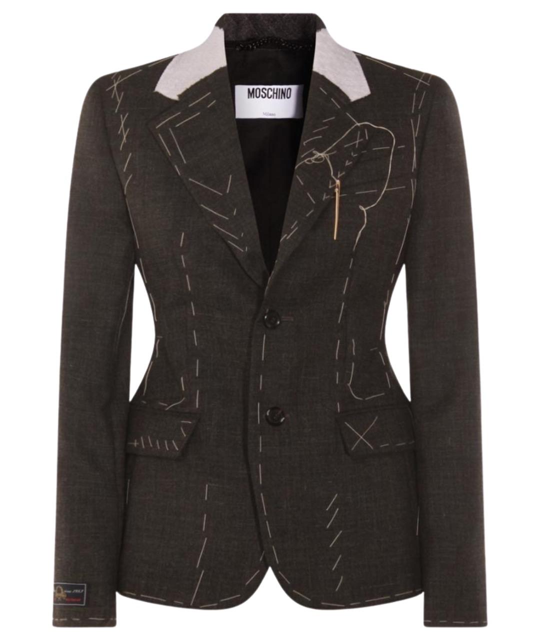 MOSCHINO Серый шерстяной жакет/пиджак, фото 1