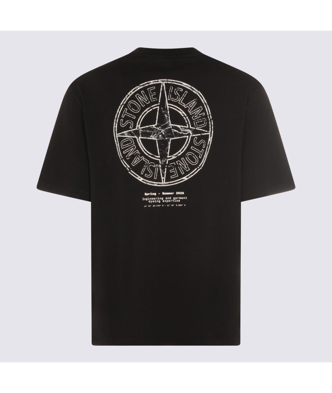 STONE ISLAND Черная хлопковая футболка, фото 2