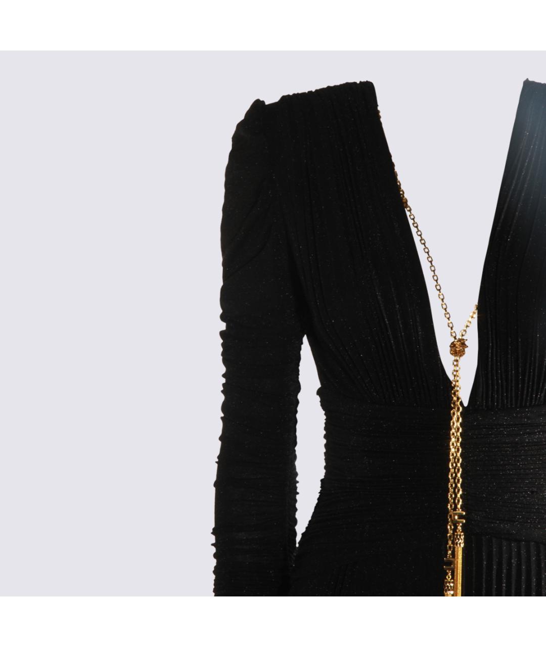 ELISABETTA FRANCHI Черное вискозное вечернее платье, фото 3