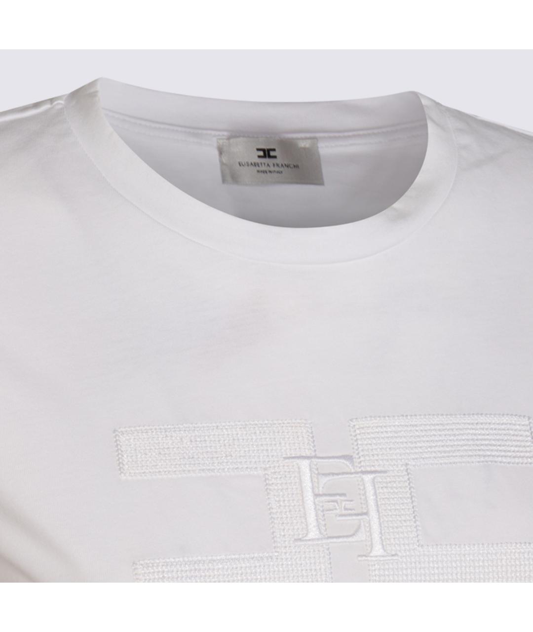 ELISABETTA FRANCHI Белая хлопковая футболка, фото 3