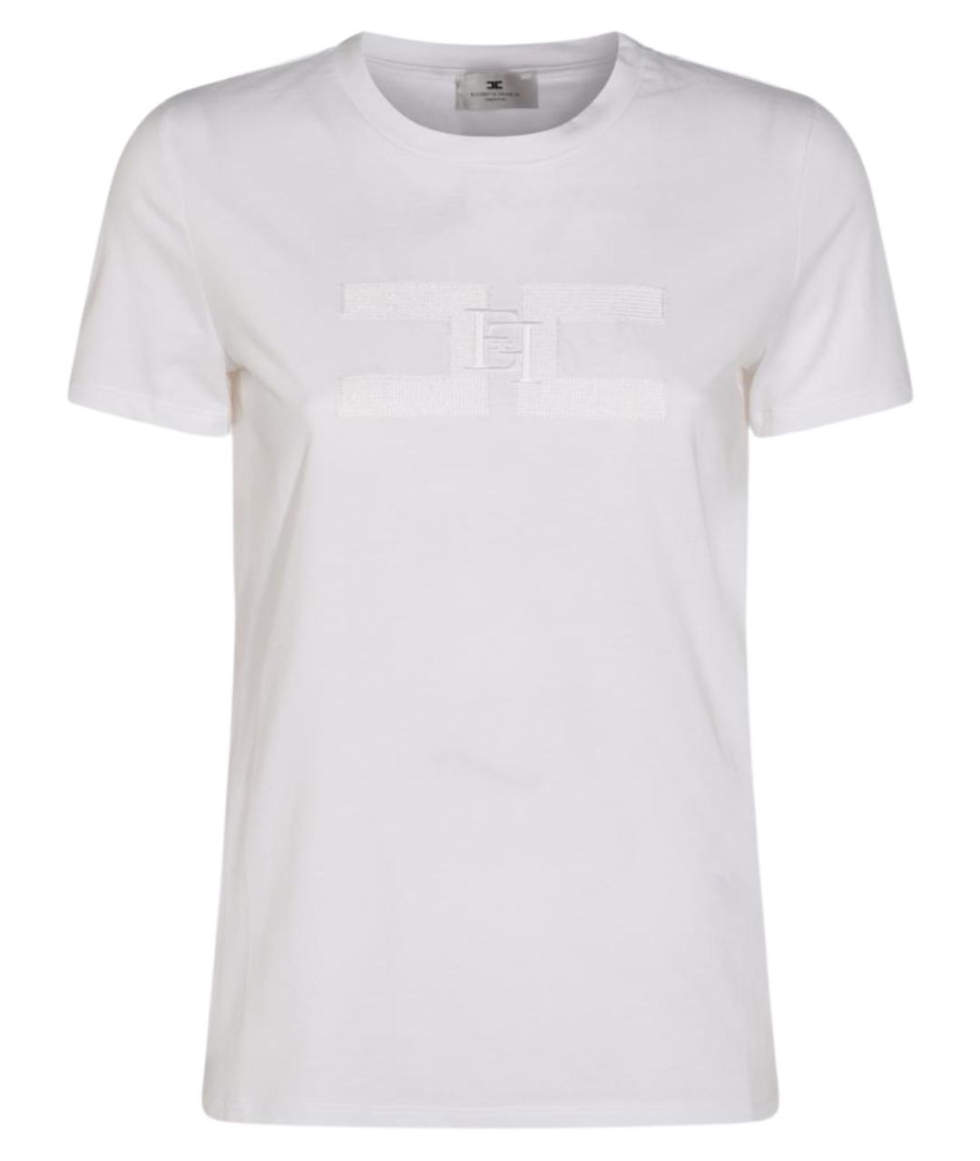 ELISABETTA FRANCHI Белая хлопковая футболка, фото 1