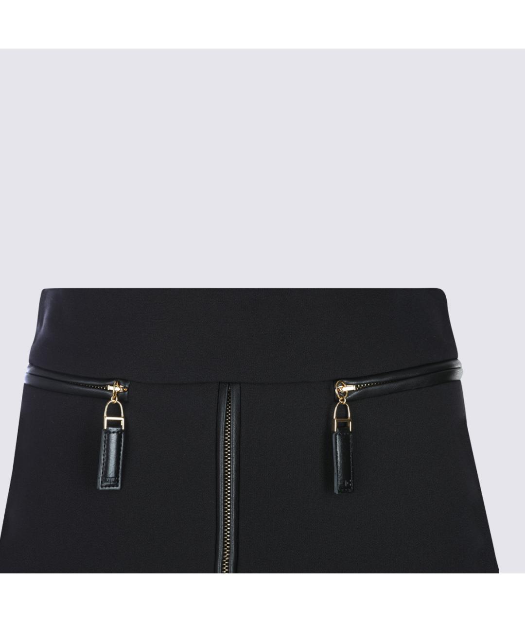 ELISABETTA FRANCHI Черная полиэстеровая юбка миди, фото 4