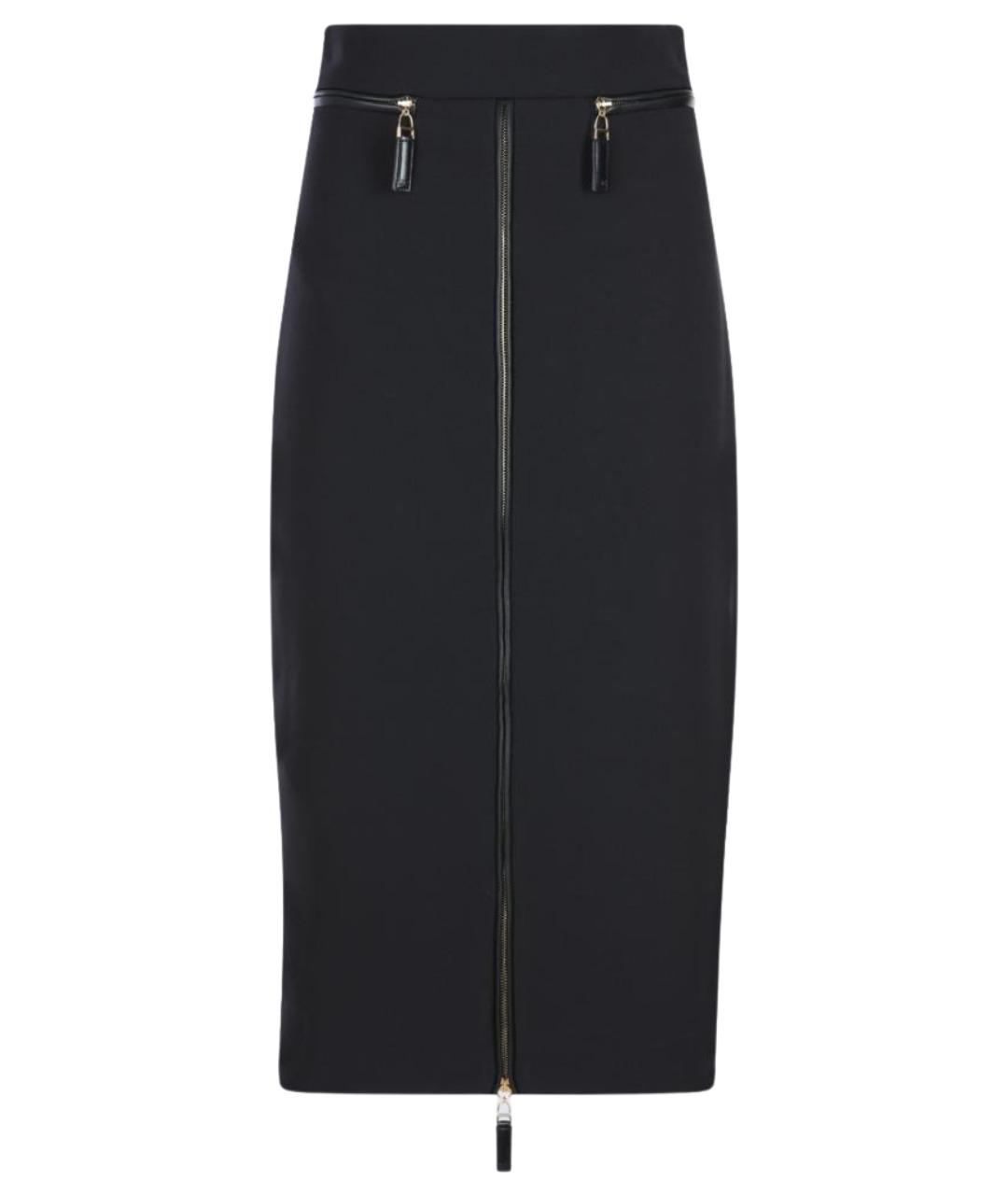 ELISABETTA FRANCHI Черная полиэстеровая юбка миди, фото 1
