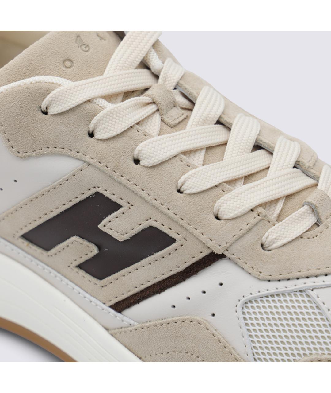 HOGAN Бежевые кожаные низкие кроссовки / кеды, фото 4