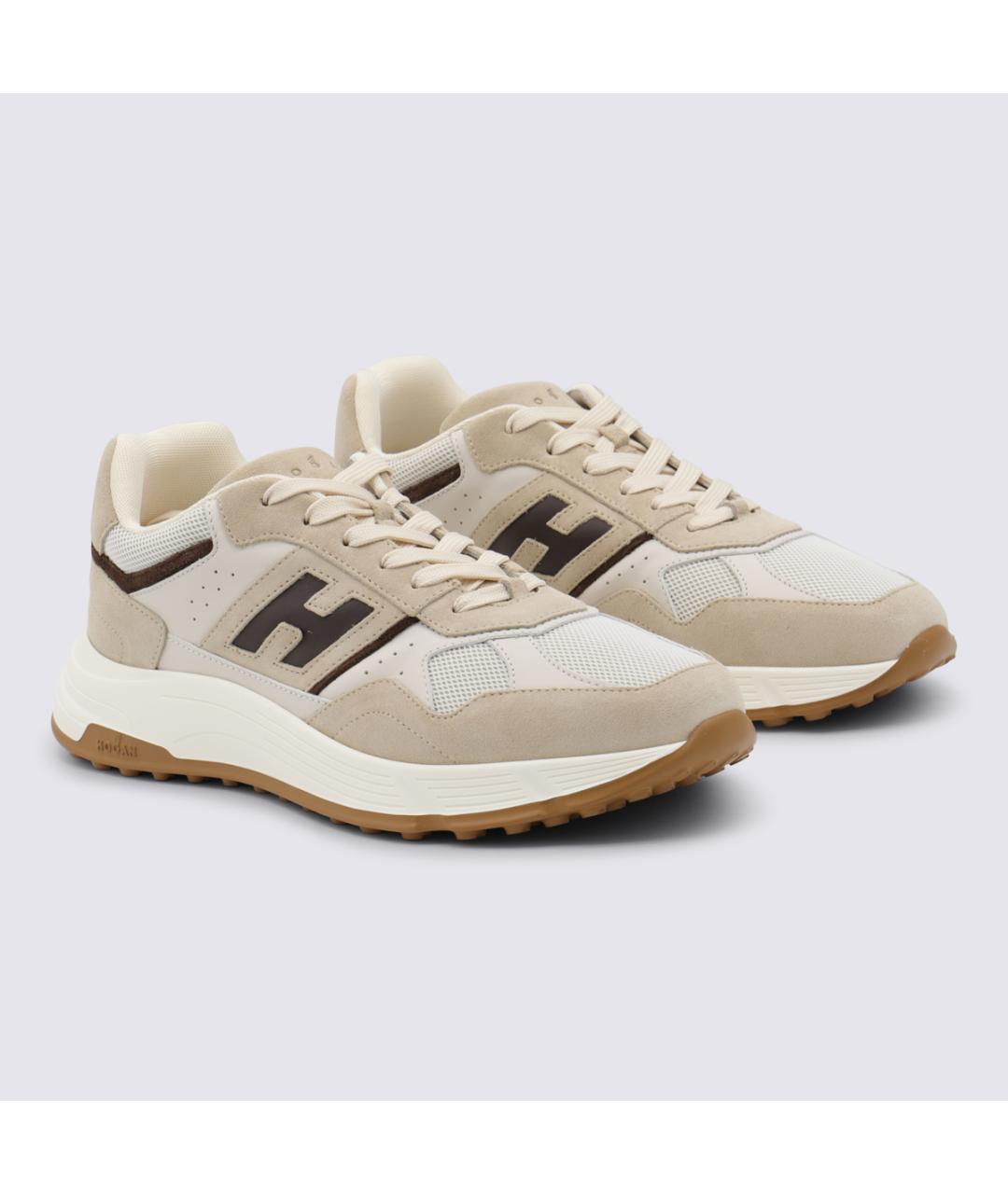 HOGAN Бежевые кожаные низкие кроссовки / кеды, фото 2