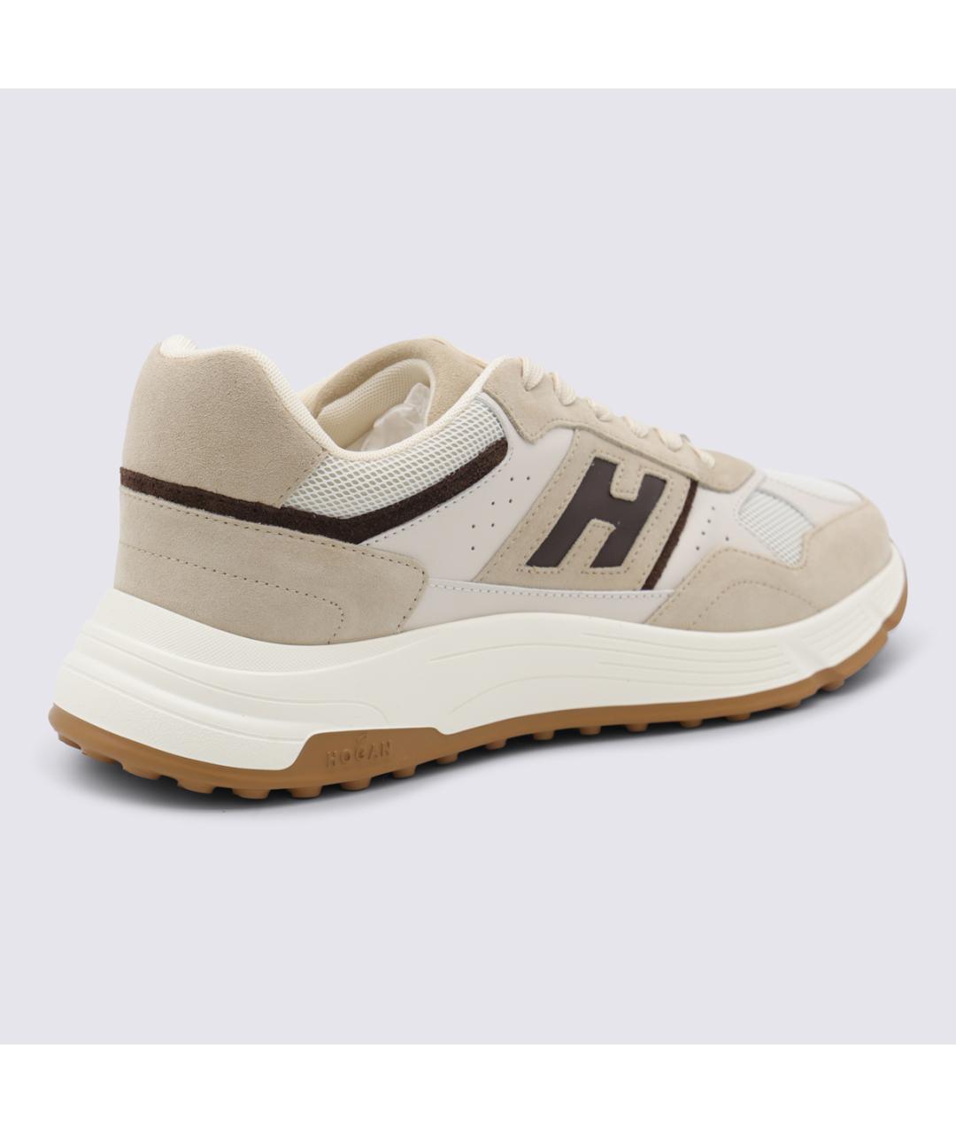 HOGAN Бежевые кожаные низкие кроссовки / кеды, фото 3