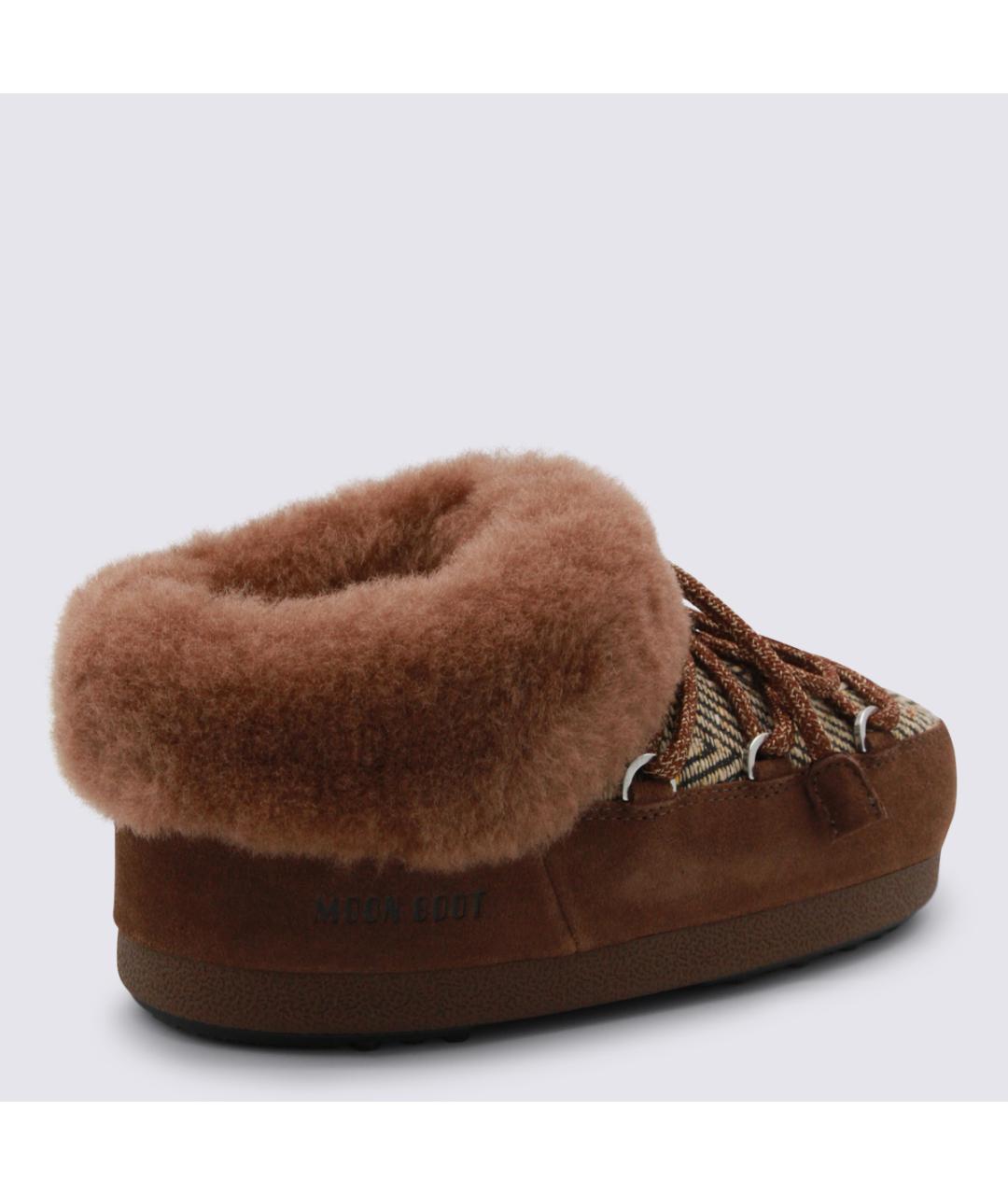 MOON BOOT Коричневые текстильные ботинки, фото 3