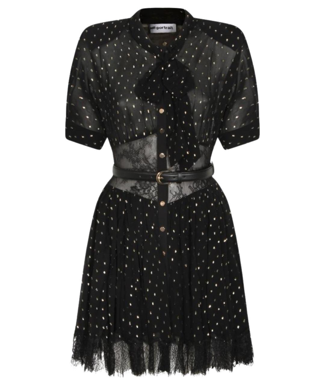 SELF-PORTRAIT Черное вискозное повседневное платье, фото 1