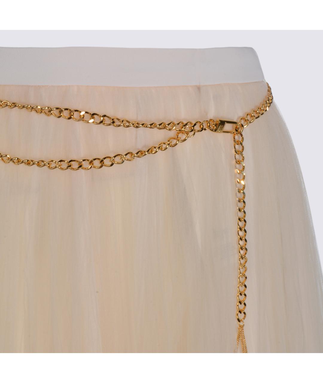 ELISABETTA FRANCHI Бежевая полиамидовая юбка миди, фото 4