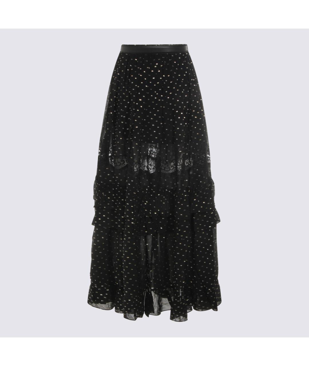 SELF-PORTRAIT Черная вискозная юбка миди, фото 2