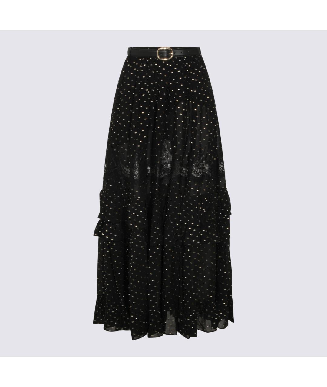 SELF-PORTRAIT Черная вискозная юбка миди, фото 5