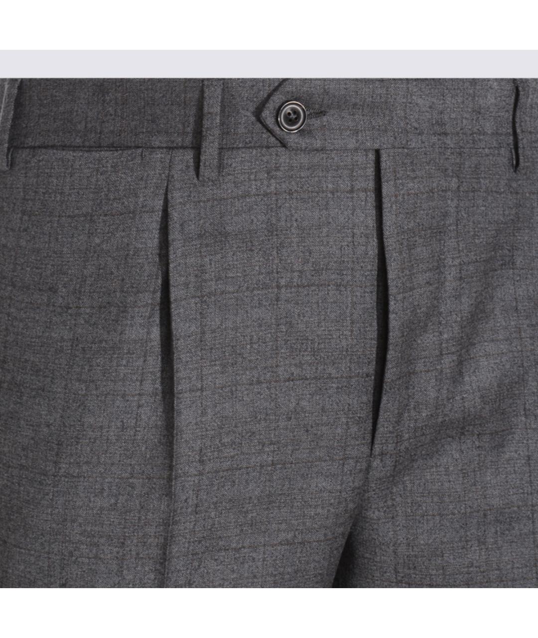 CANALI Серые шерстяные повседневные брюки, фото 3