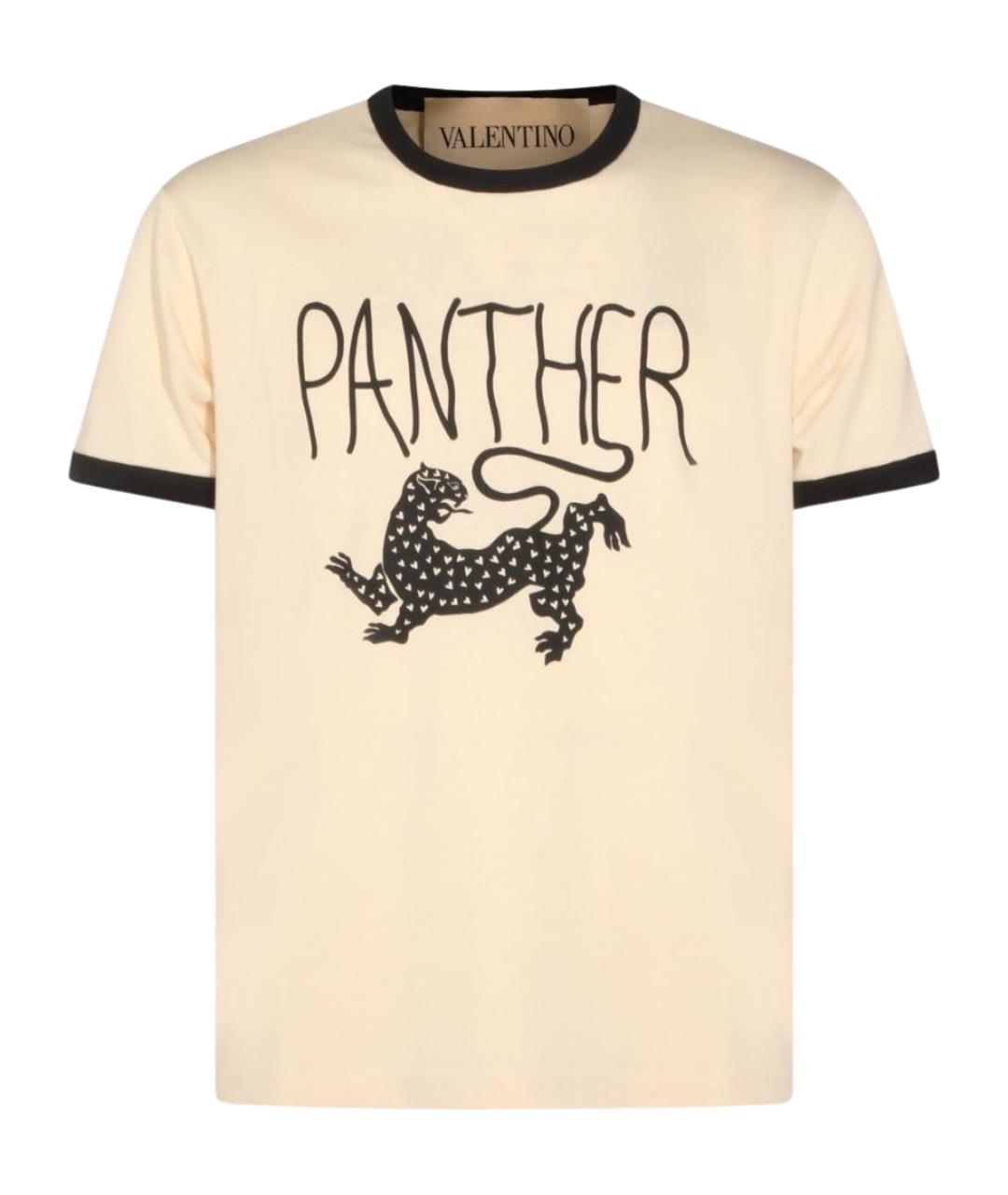 VALENTINO Бежевая хлопковая футболка, фото 1