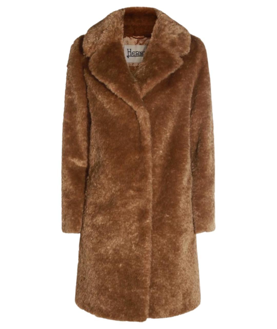 HERNO Коричневая полиэстеровая шуба, фото 1