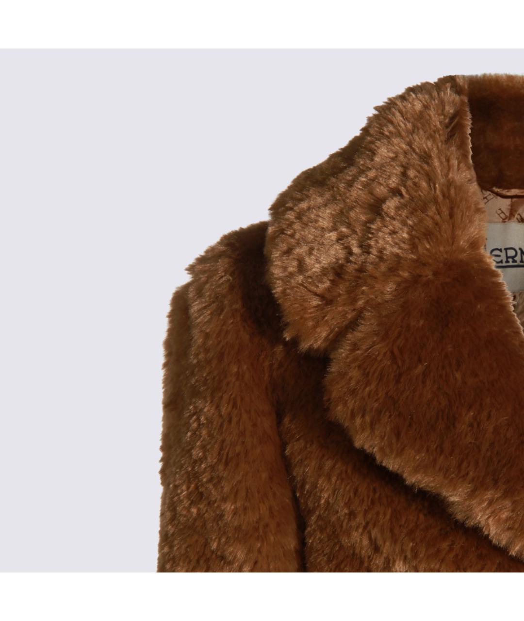 HERNO Коричневая полиэстеровая шуба, фото 4