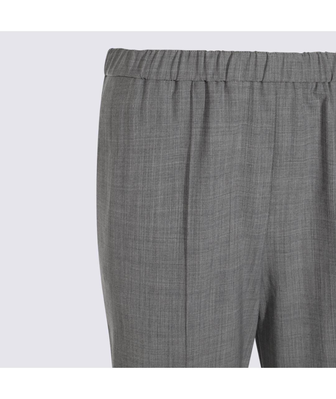 FABIANA FILIPPI Серые шерстяные прямые брюки, фото 2