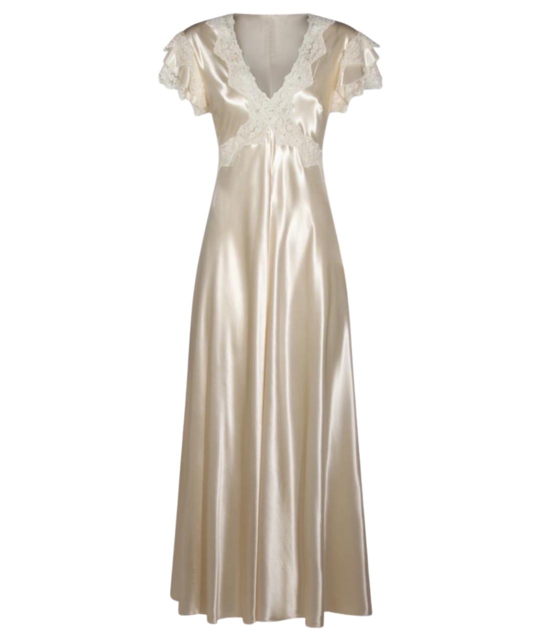 ALBERTA FERRETTI Бежевое вискозное вечернее платье, фото 1