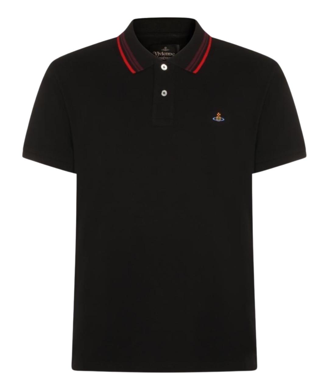 VIVIENNE WESTWOOD Черное хлопковое поло с коротким рукавом, фото 1