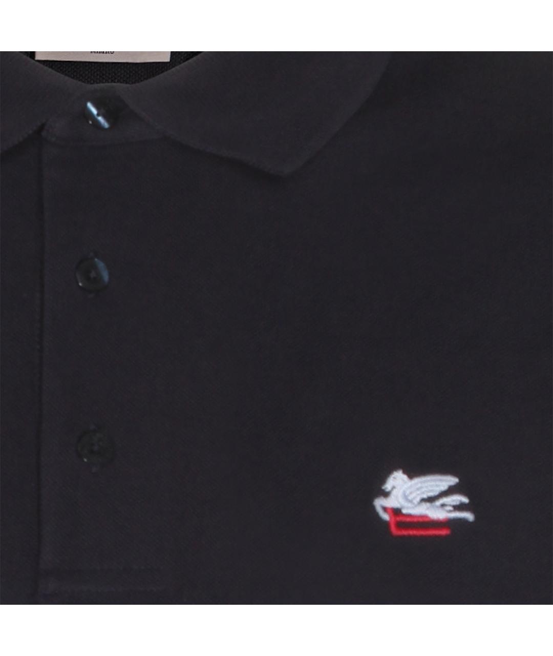 ETRO Черное хлопковое поло с коротким рукавом, фото 3