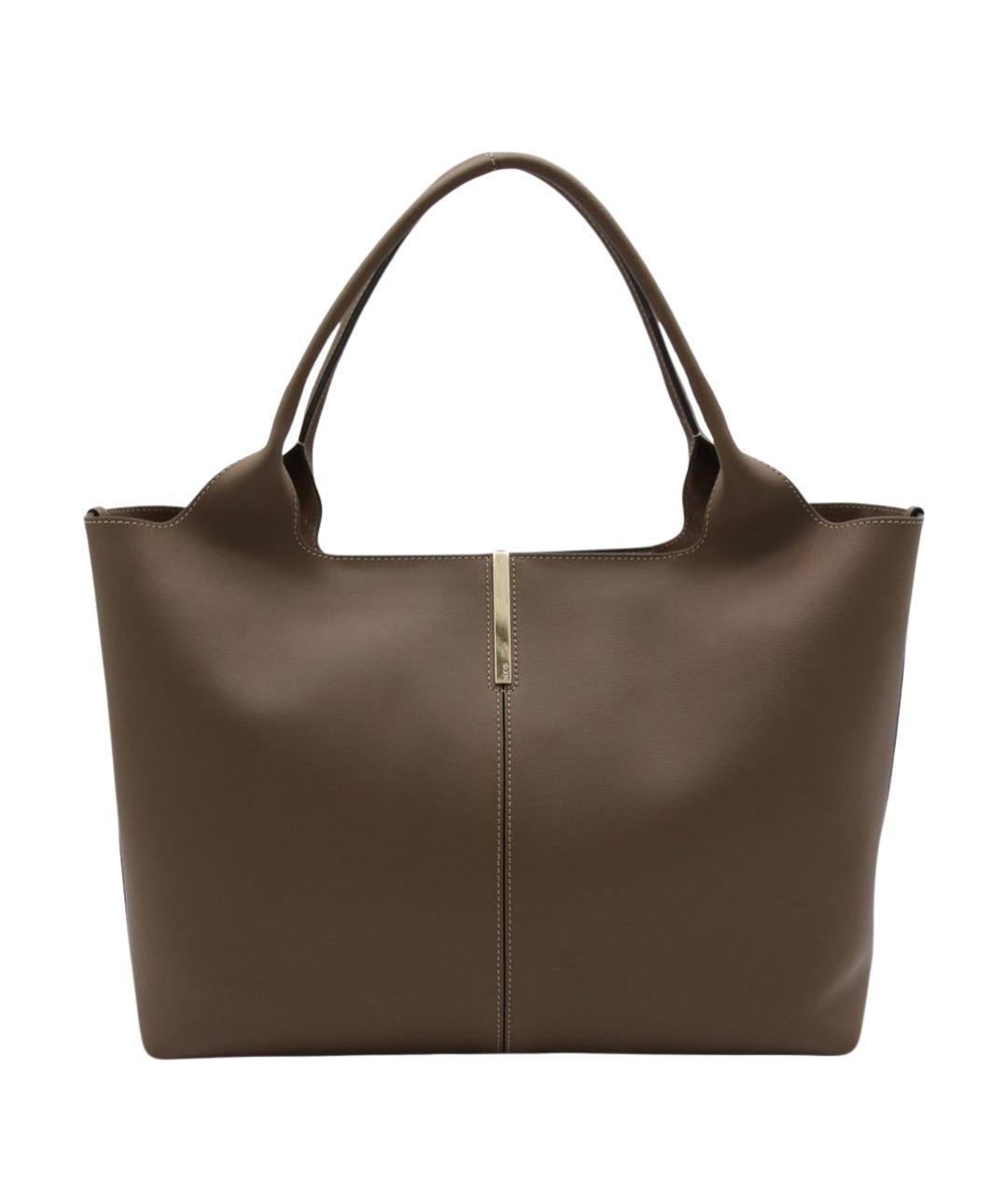 TOD'S Коричневая кожаная сумка тоут, фото 1